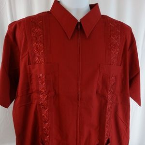 XL Haband Guayabera Rust Short Sleeve Full Zip